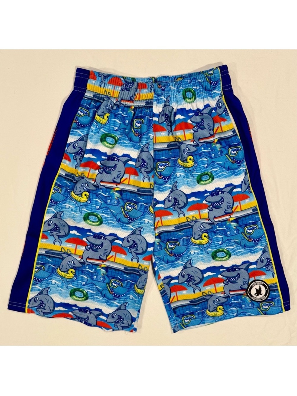 Flow Society Lacrosse Shorts Boys XL Pool Sharks Attack Lax Athletic Summer Blue